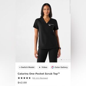 Figs Black Catarina Scrub Top